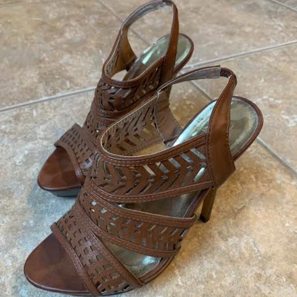 Brown Heels with Cutout Detail
